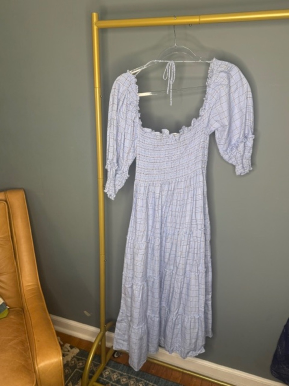 Hill House Home Blue Smocked Nap Dress Size M